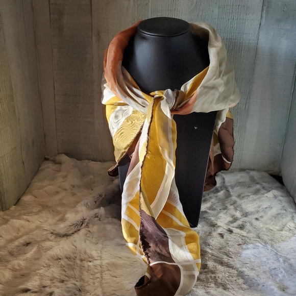 Echo Scarves Set of 2 Blue Beaded Square and Autumn Colors Square - Picture 4 of 7